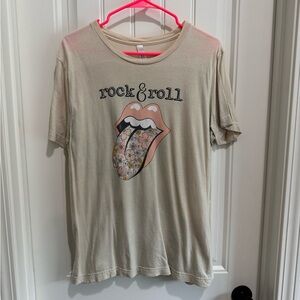 Rock & Roll Graphic Women’s T-Shirt - Cream